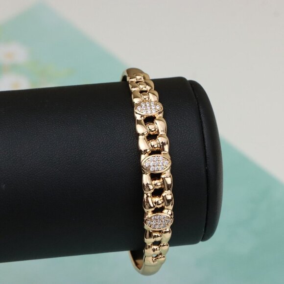 Elegant Rose Gold Bangle with Oval CZ Accents, XPBL0454 - Picture 8 of 11